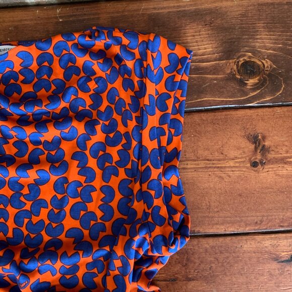 Diane Von Furstenberg Amberlin Orange Blue Print Belted Women's Size 8 Dress - Picture 9 of 15